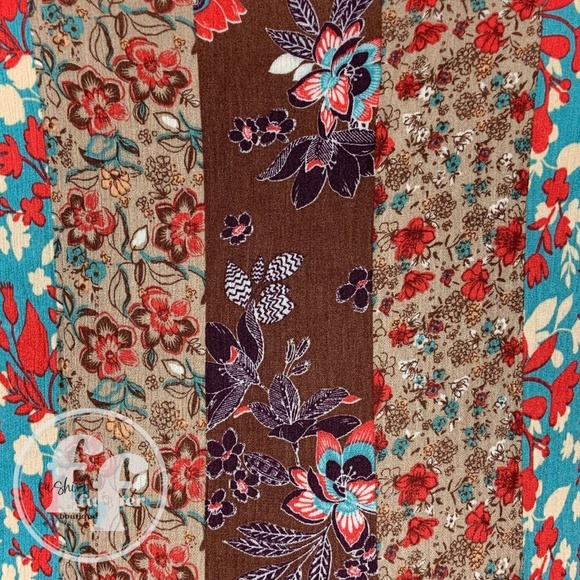 Blue B Patchwork Flutter Sleeve Floral Print Short Tiered Mini Swing Tunic Dress - Picture 14 of 15